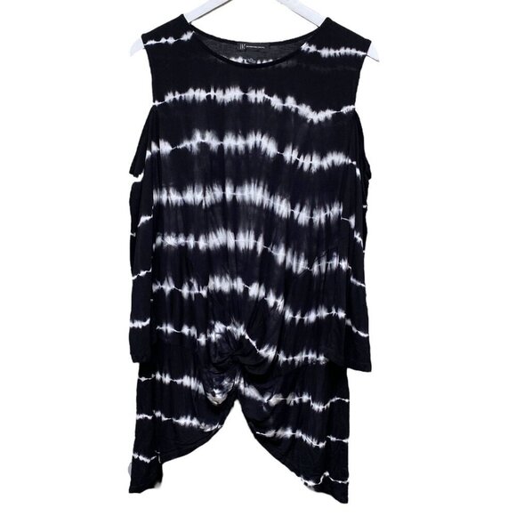 I.N.C International Concepts Tunic Tee Size XL Cold Shoulder Black Tie dye Women - Picture 9 of 10